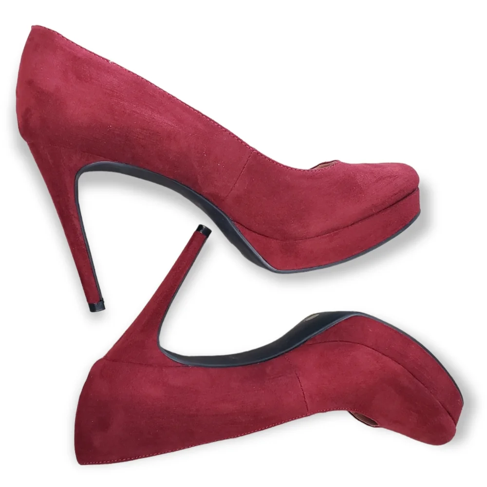 Chinese Laundry Platform Pump Wow Microsuede Red Women's 7.5M